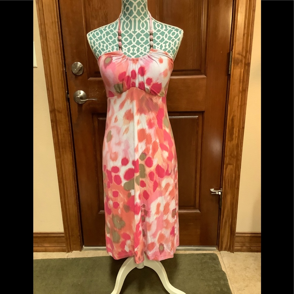 Tommy Bahama Pink and White Halter Dress